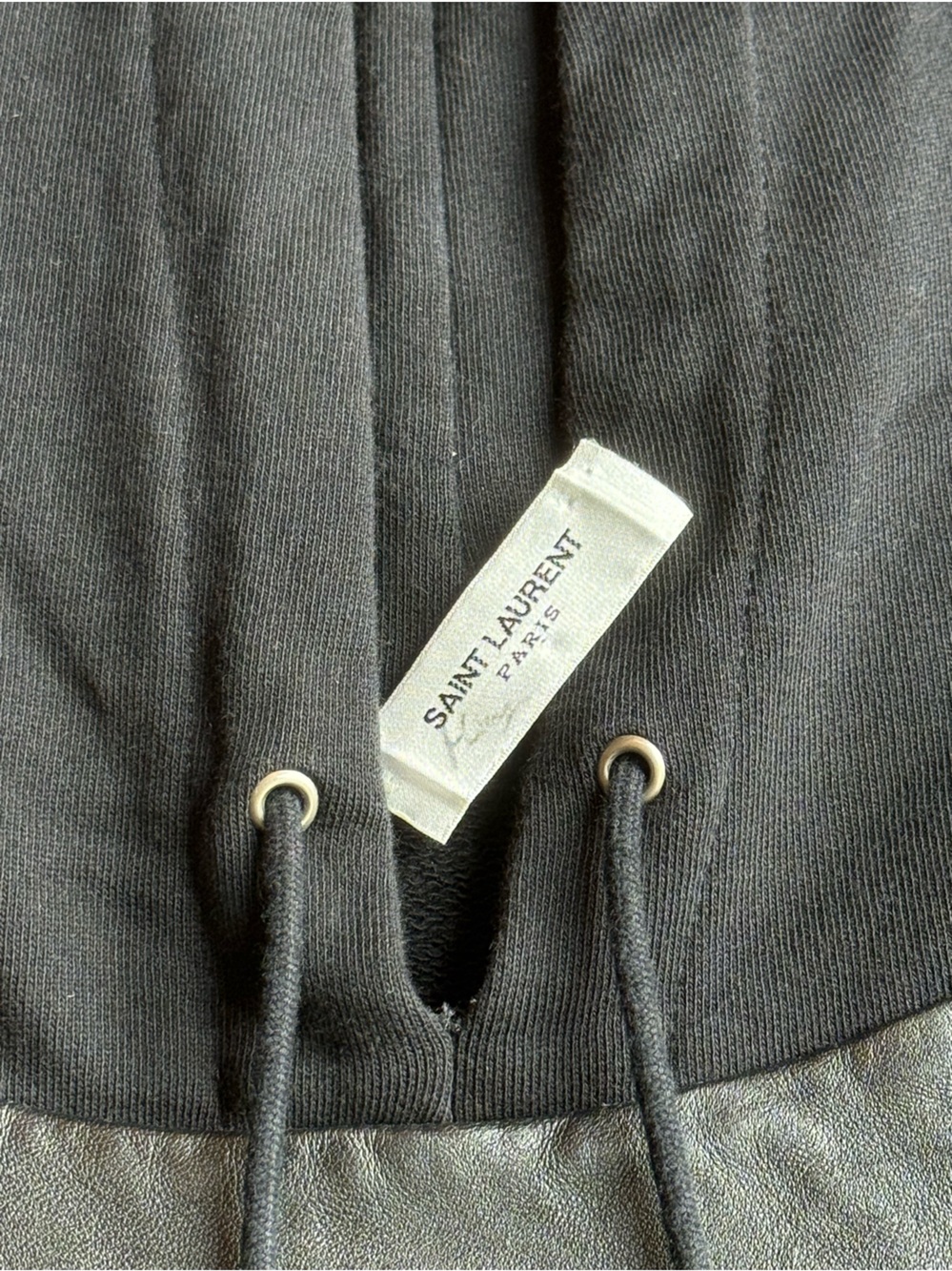 Saint Laurent Black Hoodie with Metal Eyelets